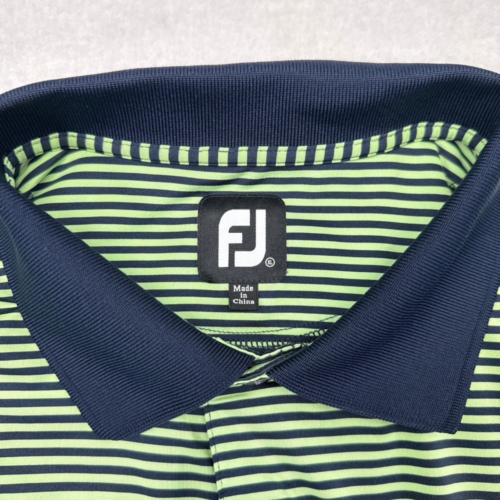 Greenwich Country Club Golf Polo Shirt Mens Size XL Green Blue Striped FootJoy - Picture 5 of 9